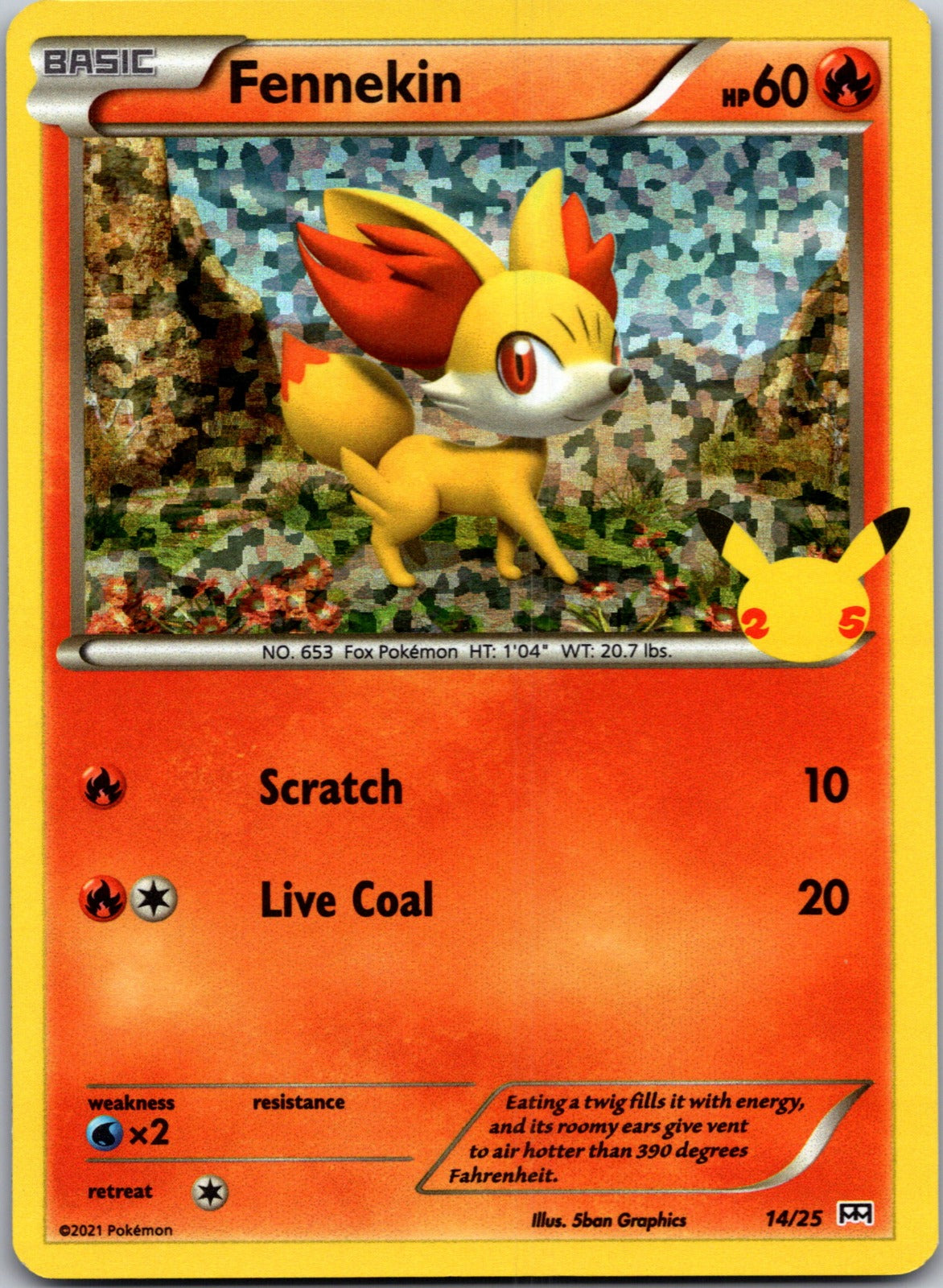 2021 McDonald's 25th Anniversary Promo 014/025 Fennekin (Holo) NM  X269