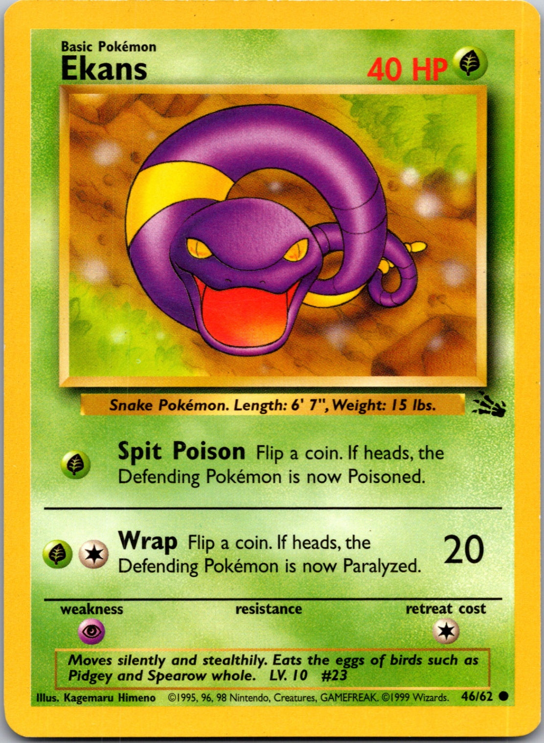 1999 Fossil 46/62 Ekans Common M353