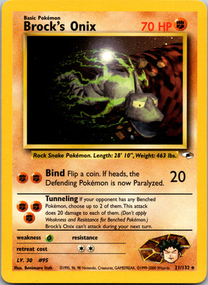 2000 Gym Heroes 021/132 Brock's Onix (21) Rare A162