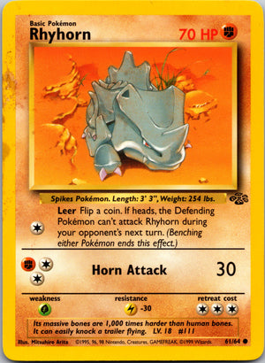 1999 Jungle 61/64 Rhyhorn Common A198