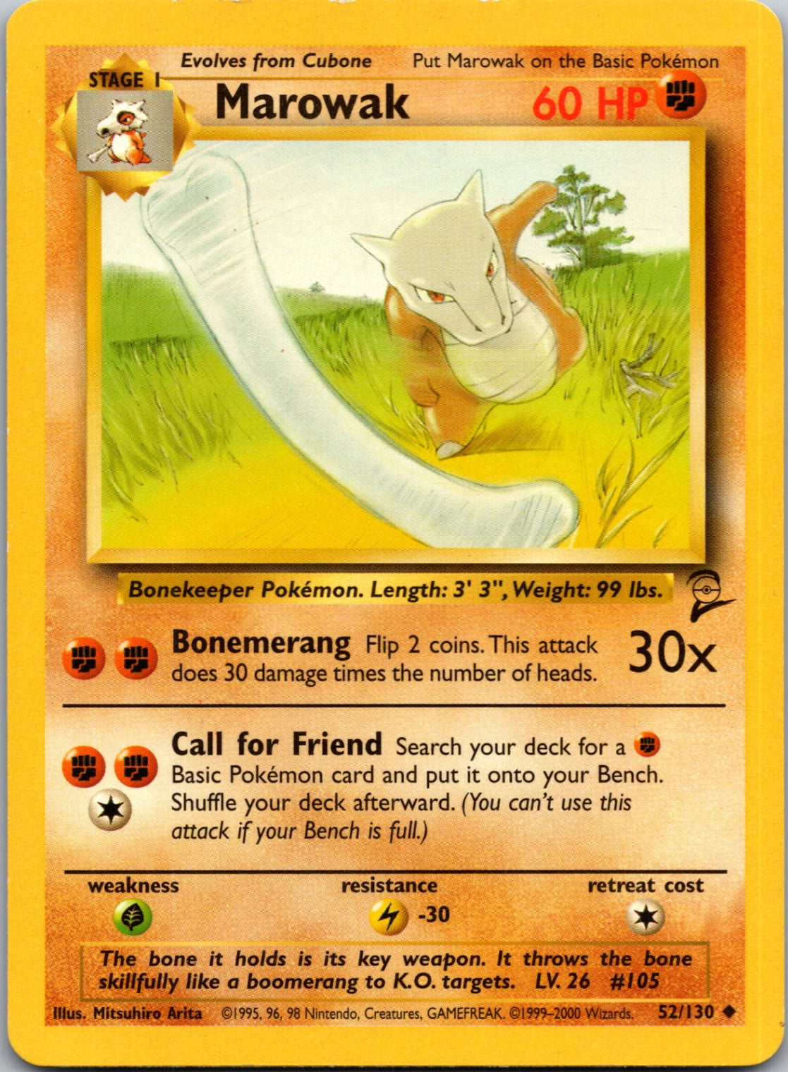2000 Base Set 2 052/130 Marowak Uncommon M268