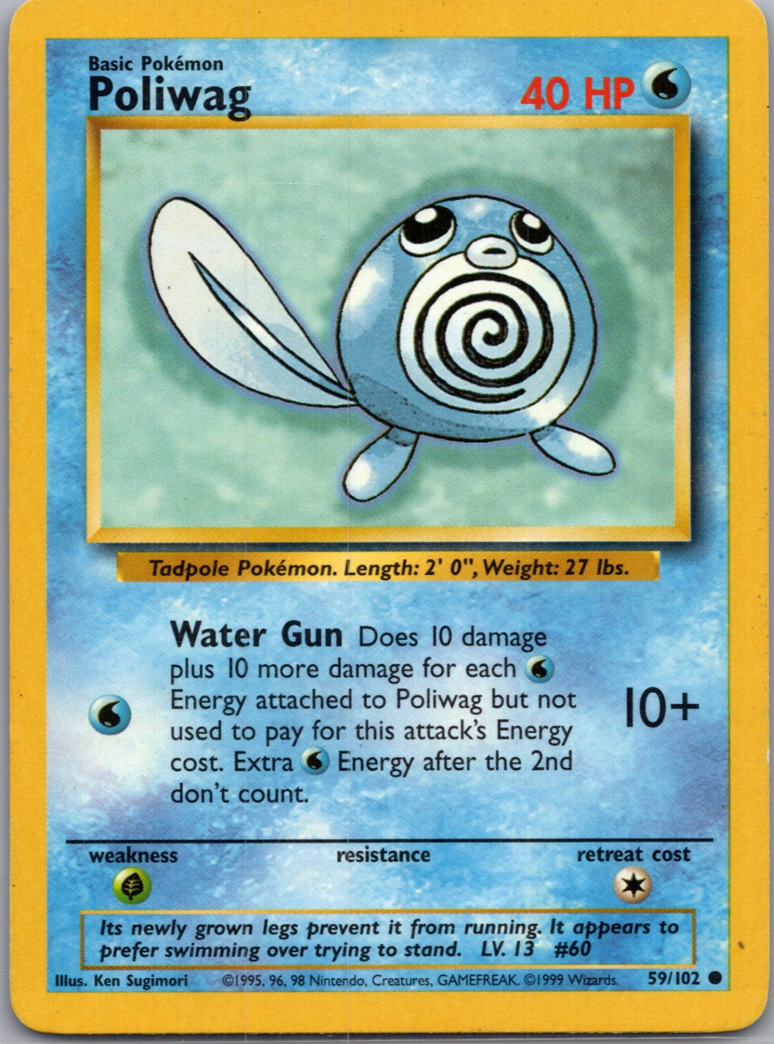 Base Set (Shadowless) 059/102 Poliwag Common NM