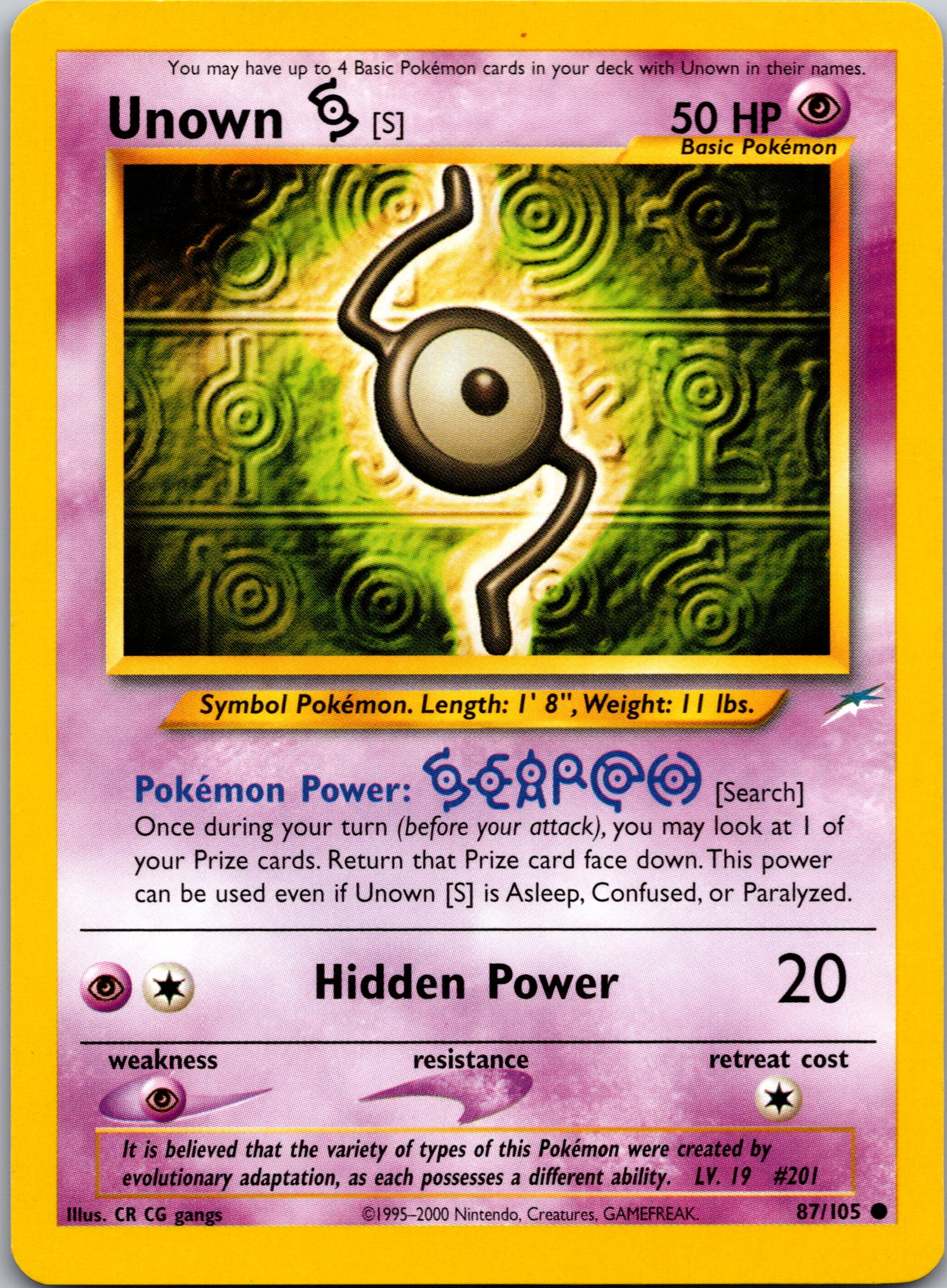 2002 Neo Destiny 087/105 Unown [S] Common A35