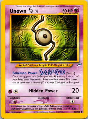2002 Neo Destiny 087/105 Unown [S] Common A35