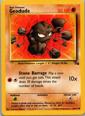 1999 Fossil #47/62 Geodude Common B136