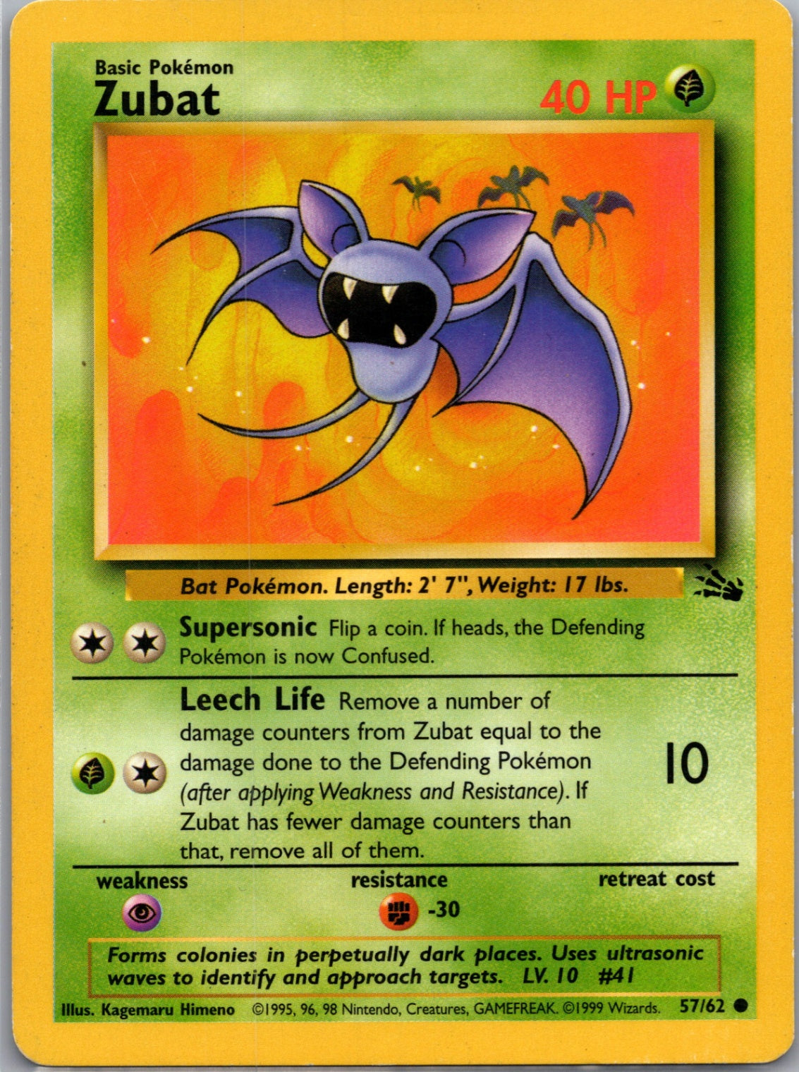 Fossil 57/62 Zubat Common NM