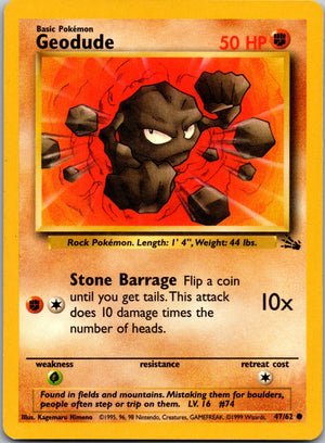 1999 Fossil #47/62 Geodude Common A184