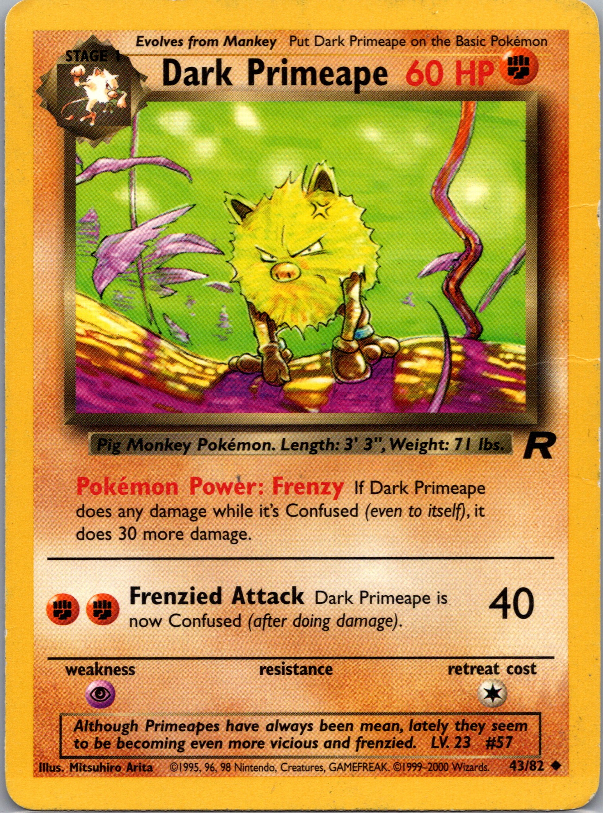 2000 Team Rocket 43/82 Dark Primeape Uncommon A252