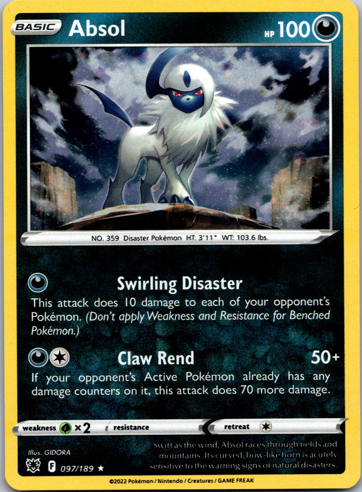 2022 Astral Radiance 097/189 Absol (Cosmos Holo) NM  X69