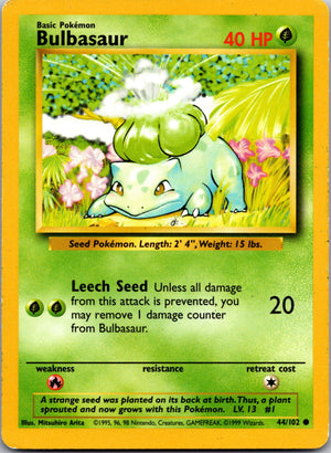 1999 Base Set (Shadowless) 044/102 Bulbasaur LP