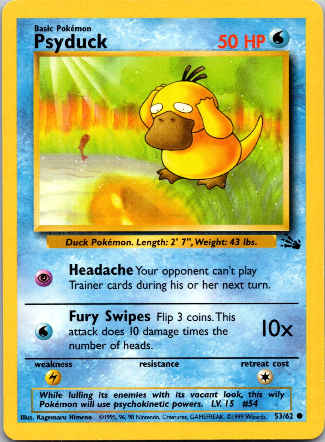 1999 Fossil #53/62 Psyduck Common B268