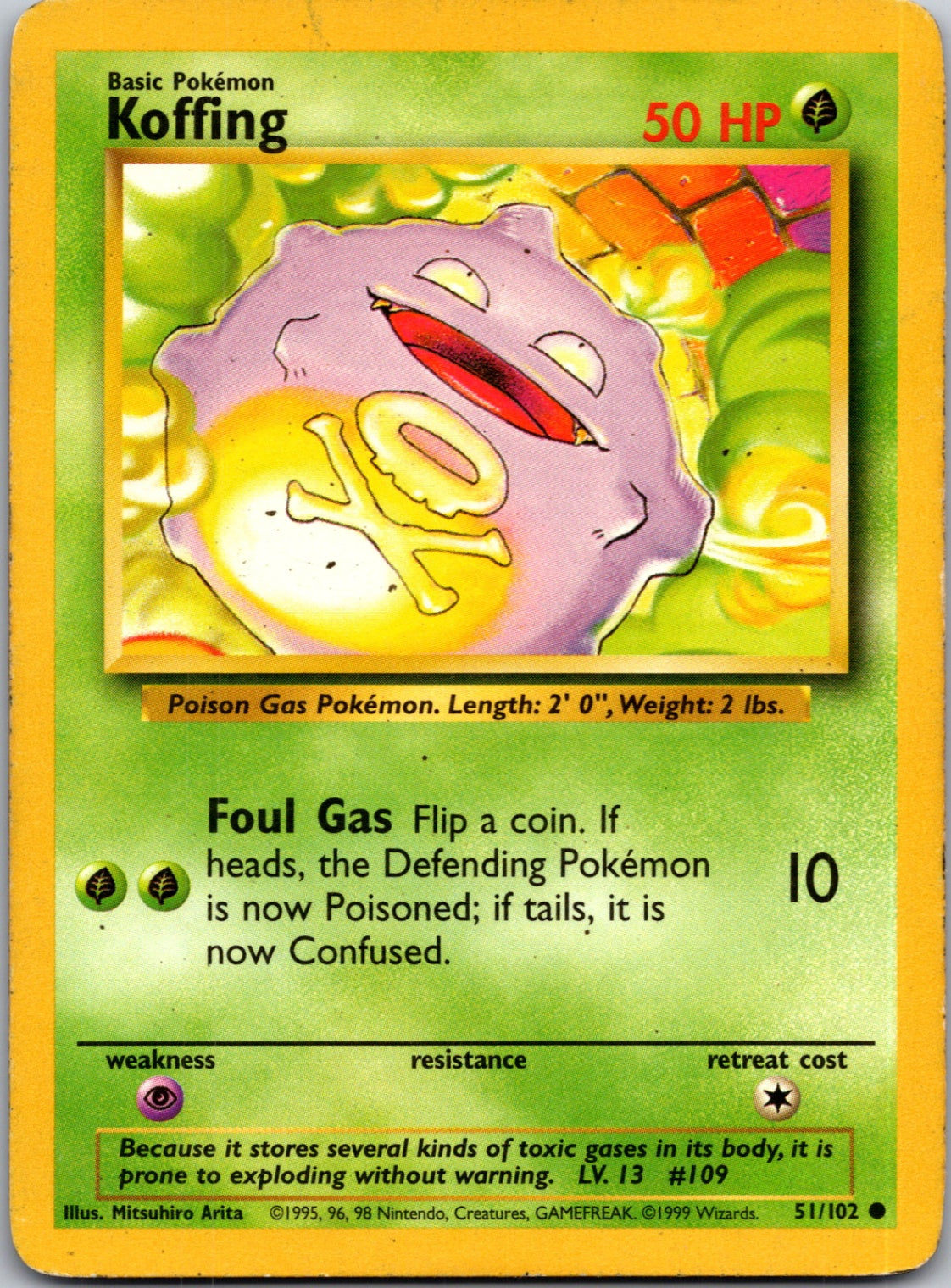 1999 Base Set  051/102 Koffing Common L11
