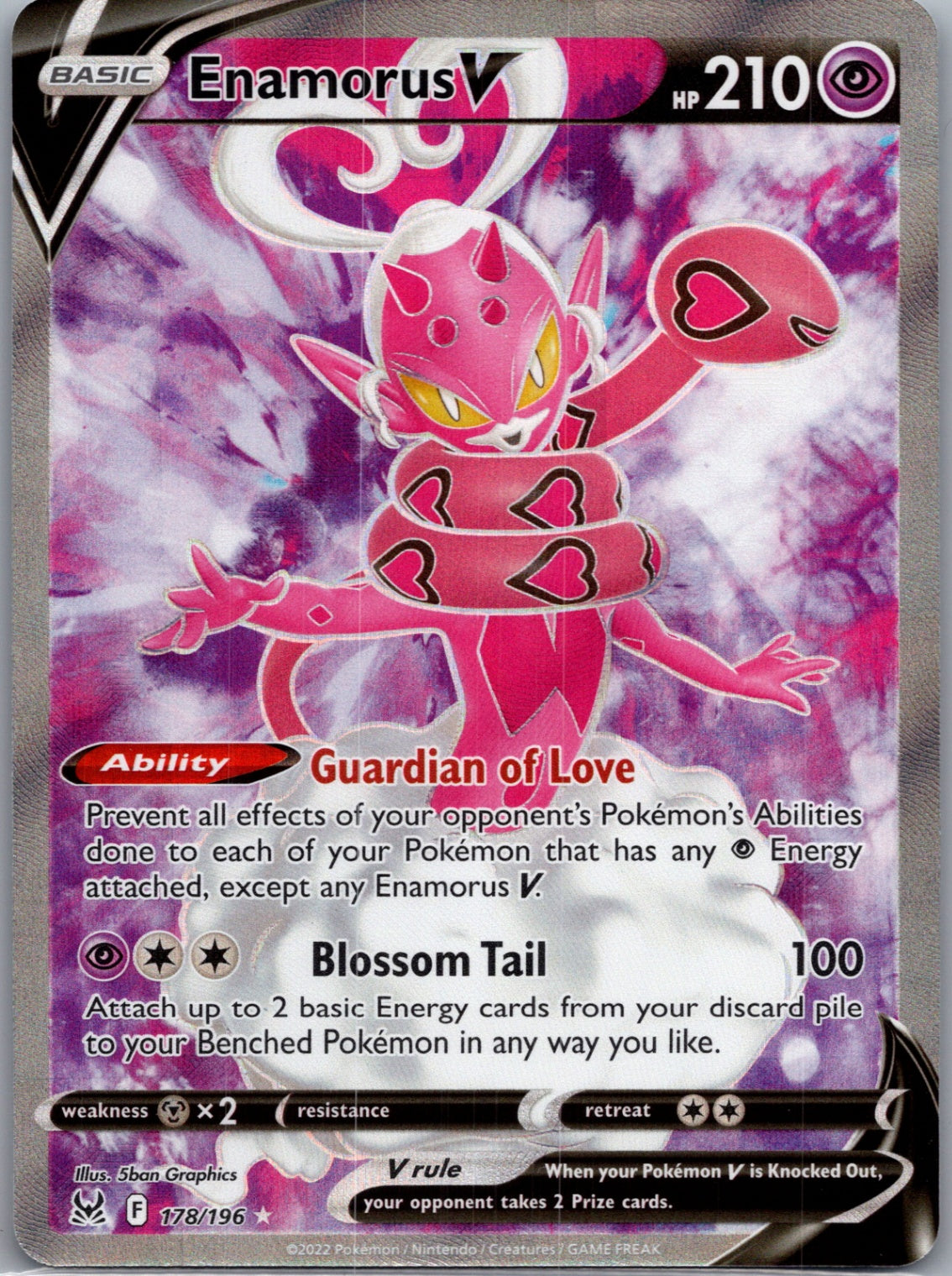 2022 SWSH11: Lost Origin 178/196 Enamorus V (Full Art) Ultra Rare F108