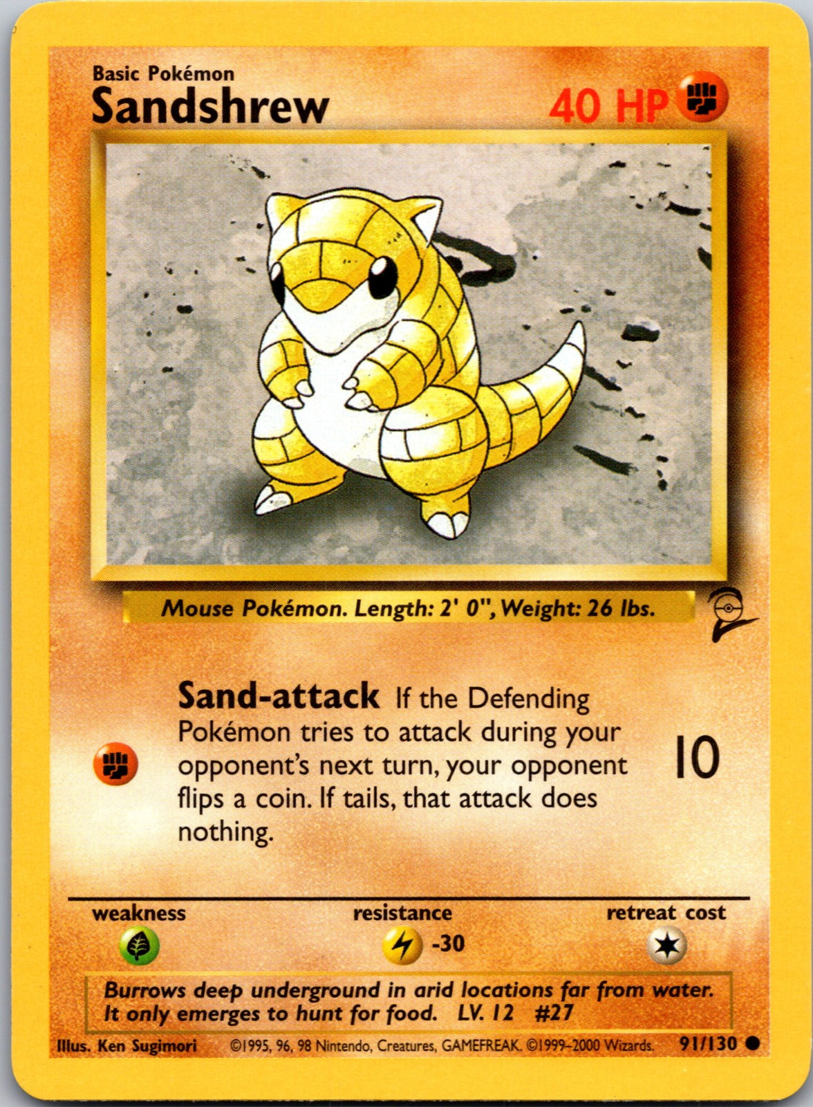 Sandshrew Common Base Set 2 091/130 LP