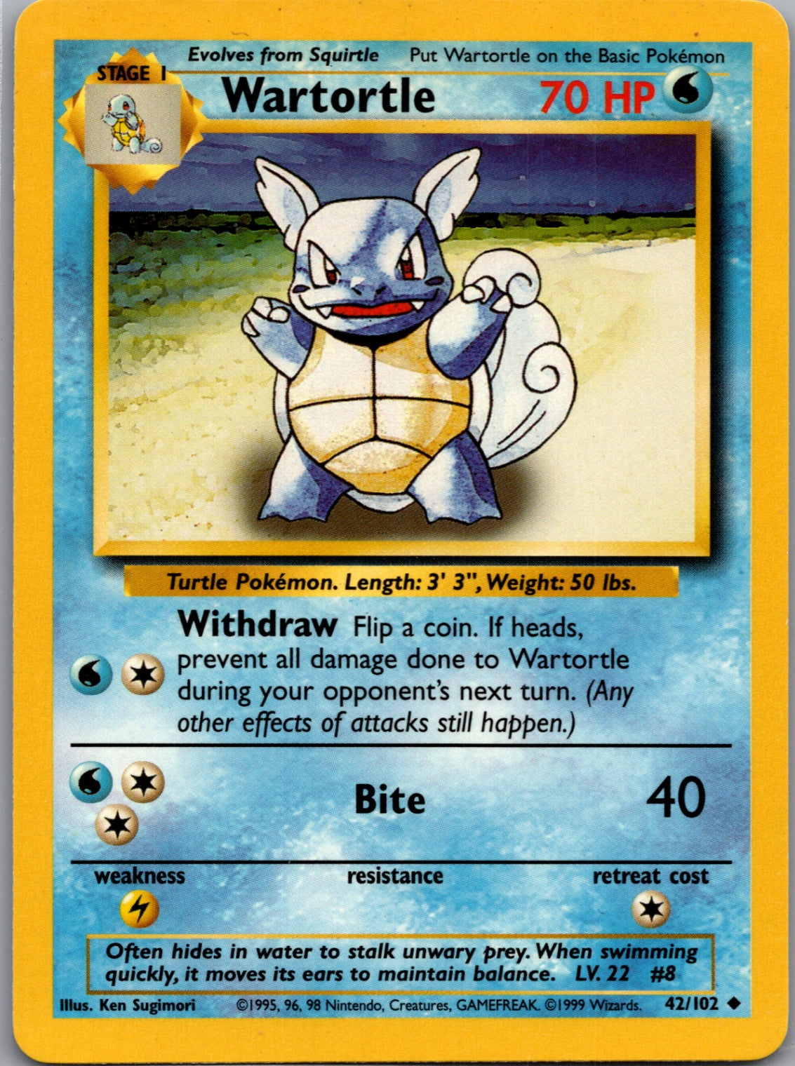 1999 Base Set  042/102 Wartortle Uncommon M88