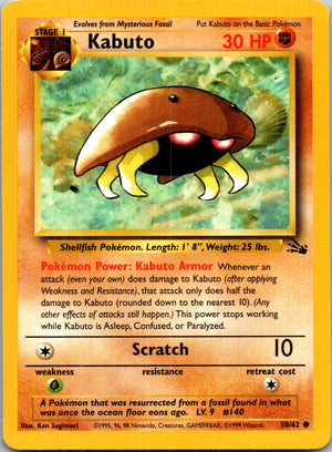 1999 Fossil #50/62 Kabuto Common B219