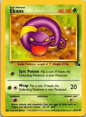 1999 Fossil 46/62 Ekans Common L113