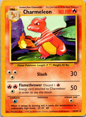 1999 Base Set (Shadowless) 024/102 Charmeleon LP