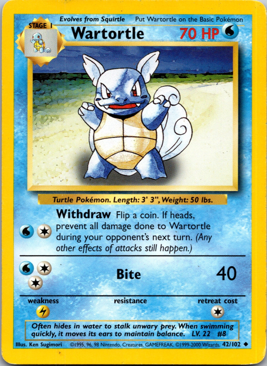1999 Base Set  042/102 Wartortle Uncommon M349