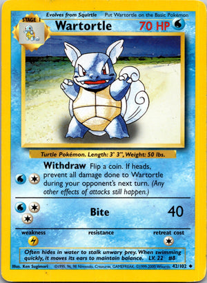 1999 Base Set  042/102 Wartortle Uncommon M349