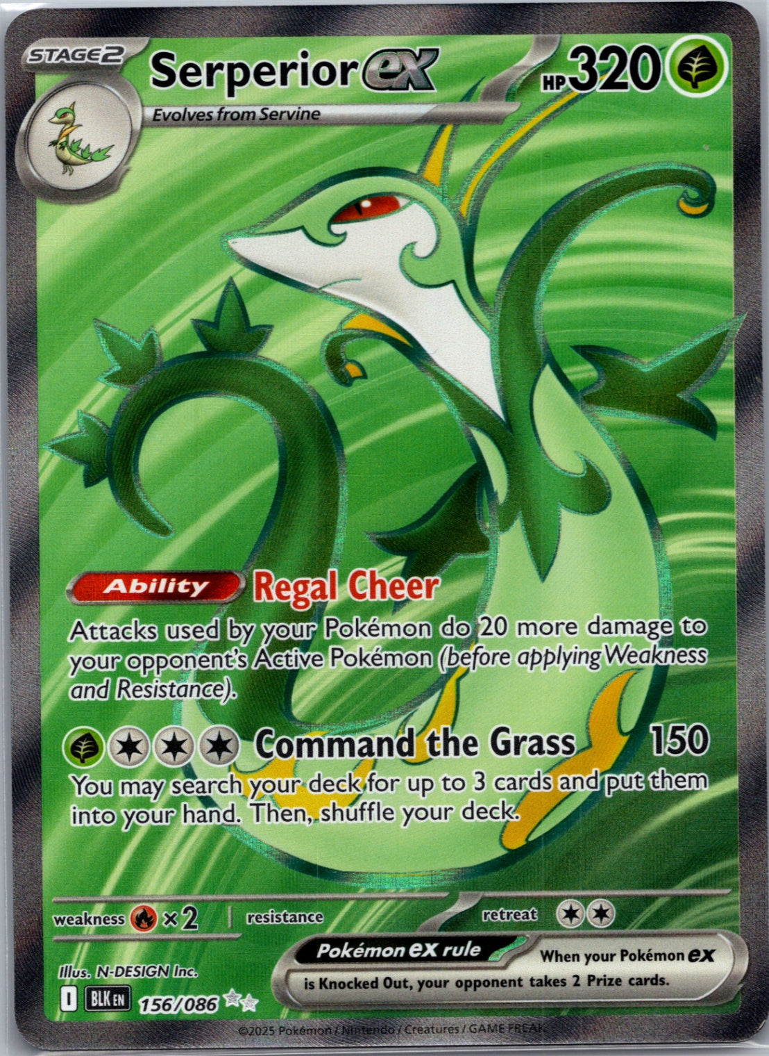 Serperior ex Holofoil Ultra Rare SV: Black Bolt 156/086 NM