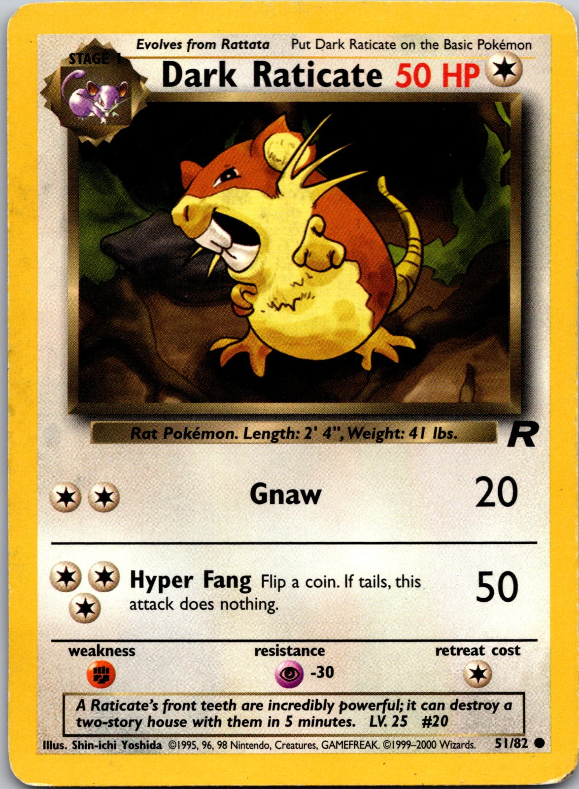 2000 Team Rocket 51/82 Dark Raticate LP Y7