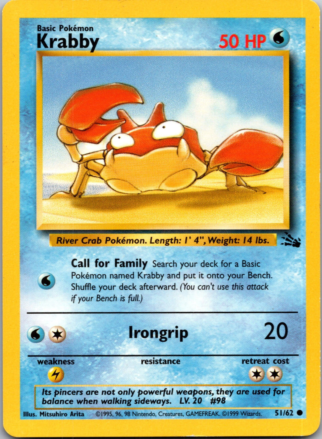 1999 Fossil 51/62 Krabby Common L40