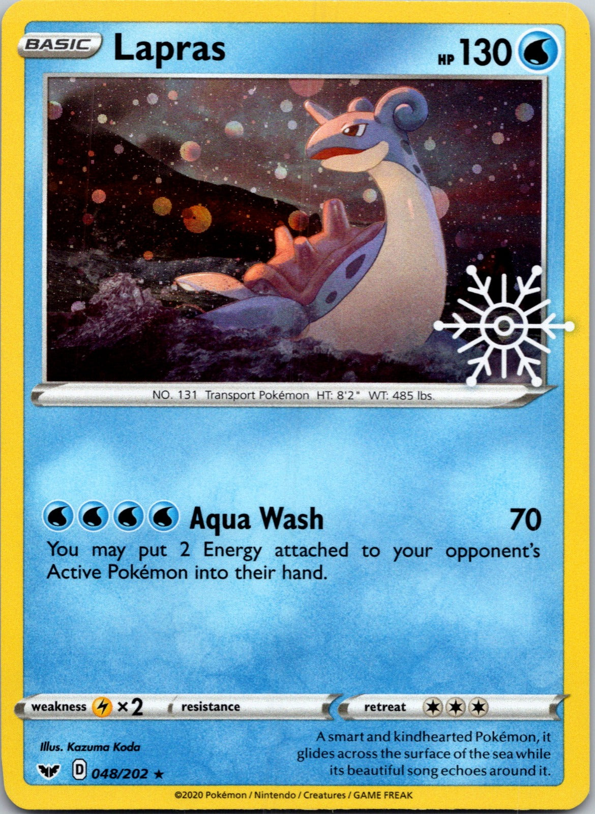 2020 SWSH01: Sword and Shield Base Set 048/202 Lapras - (Holiday Calendar) NM  X206