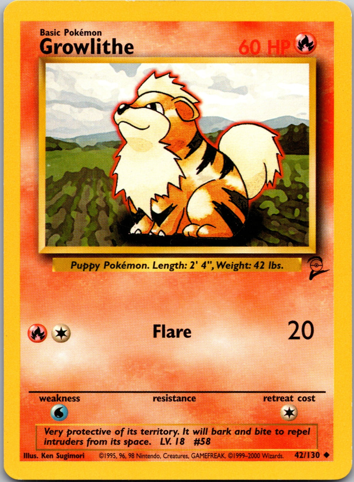 2000 Base Set 2 042/130 Growlithe LP