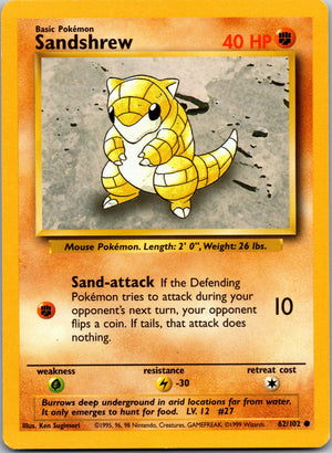 1999 Base Set (Shadowless) 062/102 Sandshrew LP