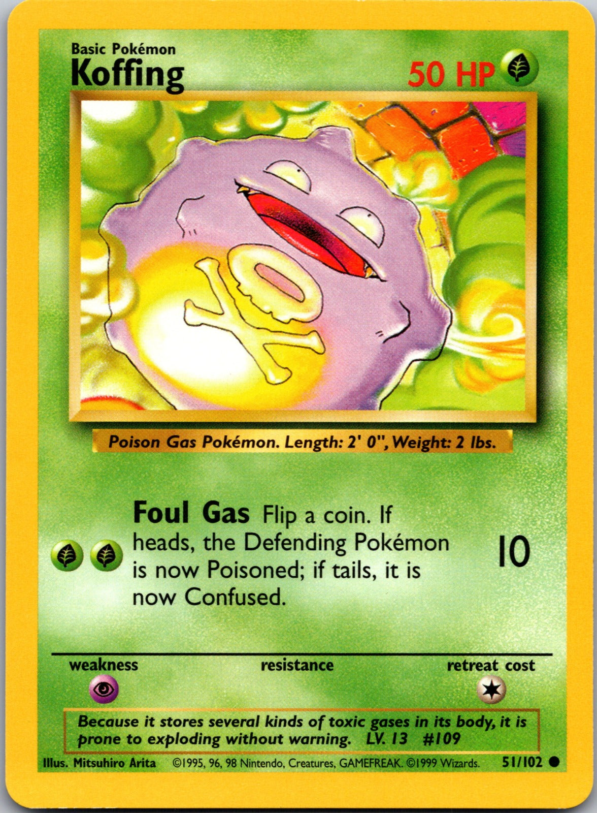 1999 Base Set 051/102 Koffing LP F252