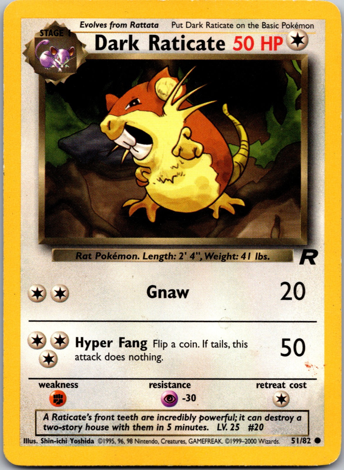 2000 Team Rocket 51/82 Dark Raticate LP