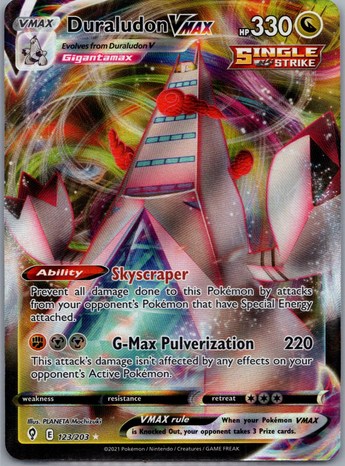 Duraludon VMAX Holofoil Ultra Rare SWSH07: Evolving Skies 123/203 NM