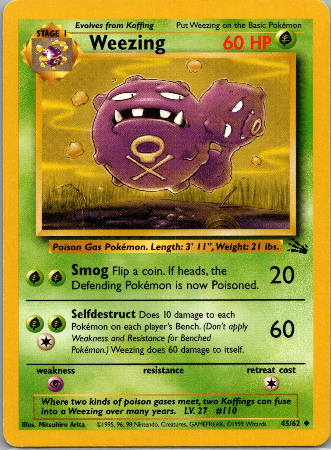 1999 Fossil #45/62 Weezing Uncommon B120