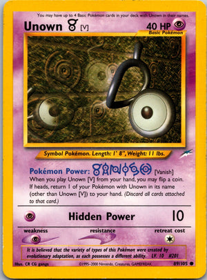 2002 Neo Destiny 089/105 Unown [V] Common L86