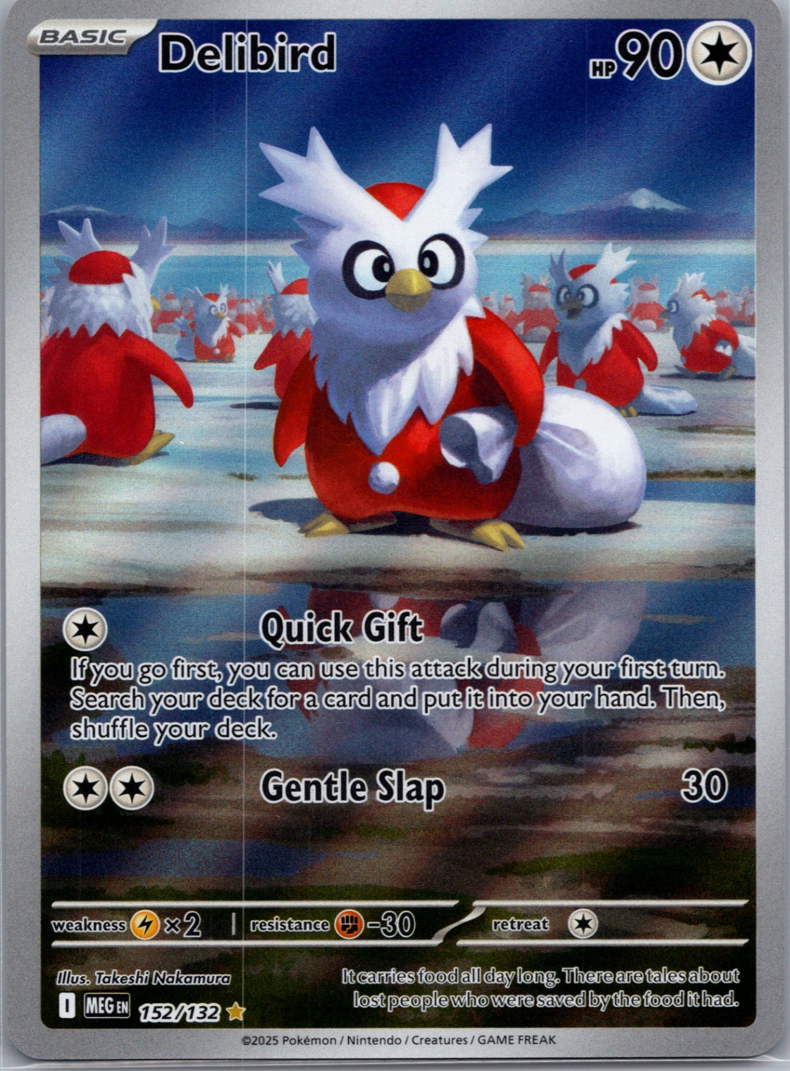 Delibird Holofoil Illustration Rare ME01: Mega Evolution 152/132 NM