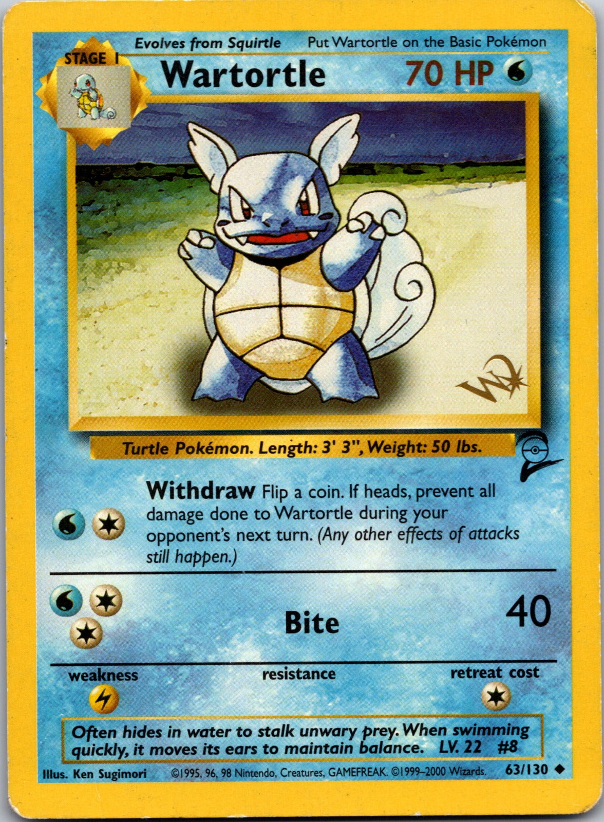 1999 WoTC Promo 063/130 Wartortle [W Stamped] LP
