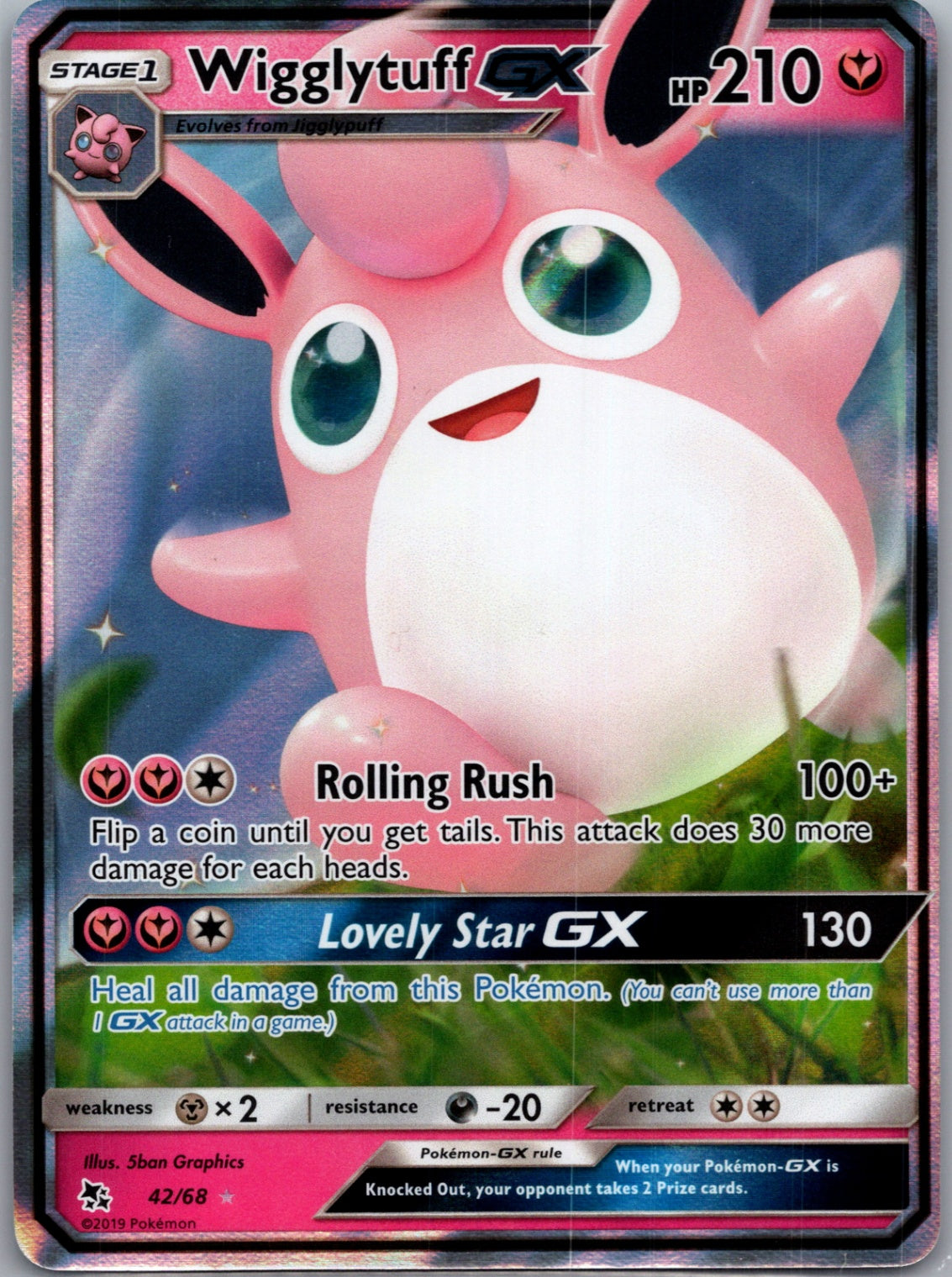 2019 Hidden Fates 42/68 Wigglytuff GX Ultra Rare D136