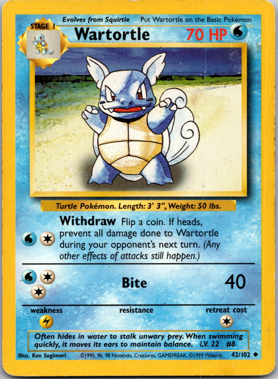 1999 Base Set  042/102 Wartortle Uncommon M166