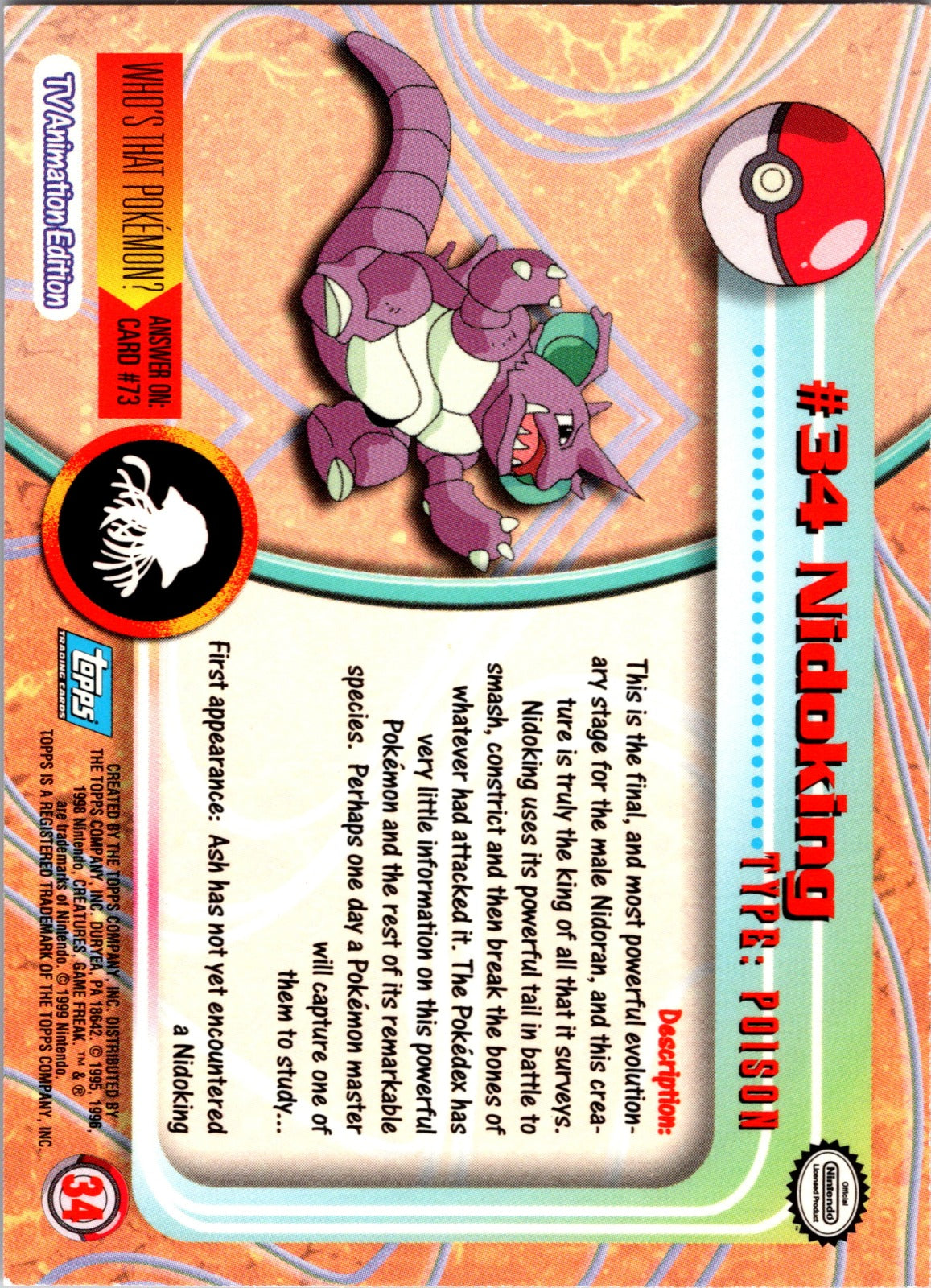 1999 Topps Nidoking [Holofoil] LP  X44