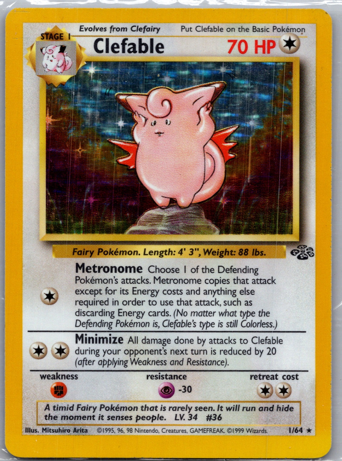 1999 Jungle 01/64 Clefable (1) Holo Rare F50