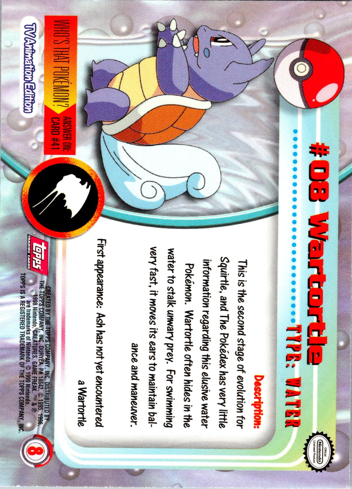 1999 Topps TV Wartortle MP  P197