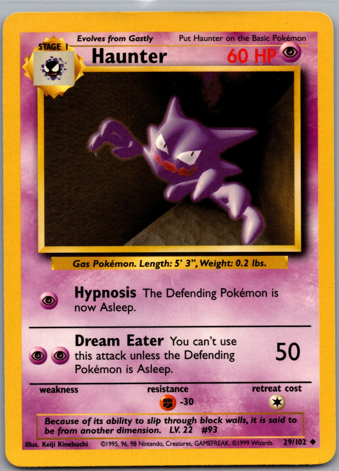 1999 Base Set  029/102 Haunter Uncommon M90