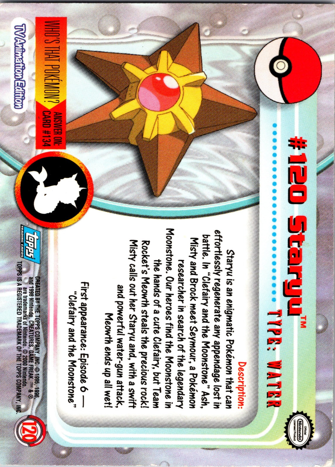 1999 Topps TV Staryu HP  P114