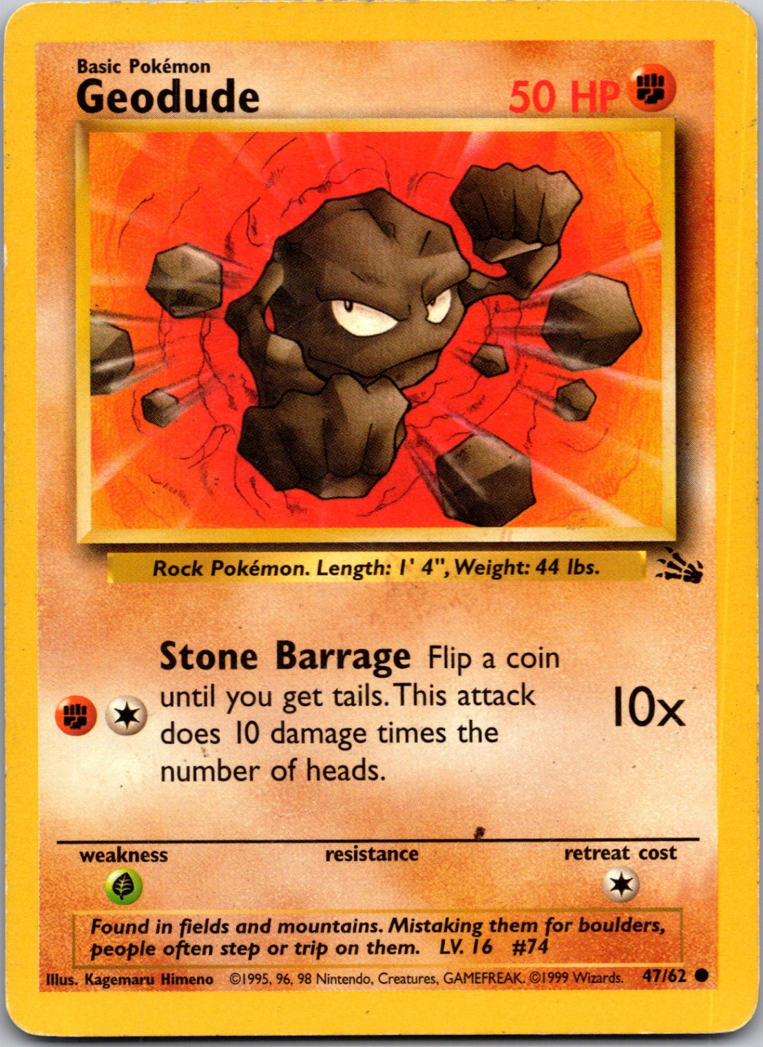 1999 Fossil 47/62 Geodude Common M323