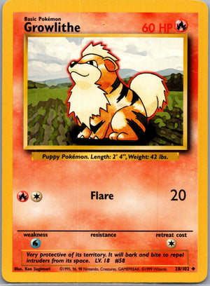 1999 Base Set #028/102 Growlithe Uncommon C5