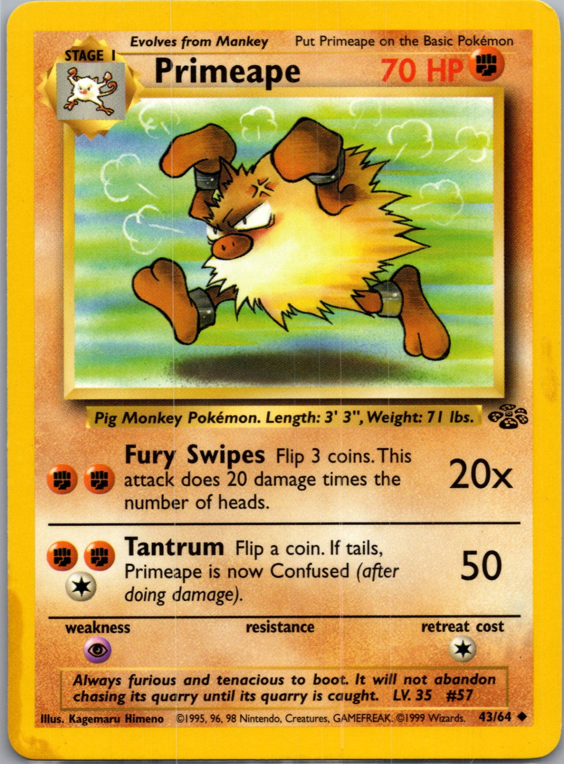 Jungle 43/64 Primeape Uncommon NM