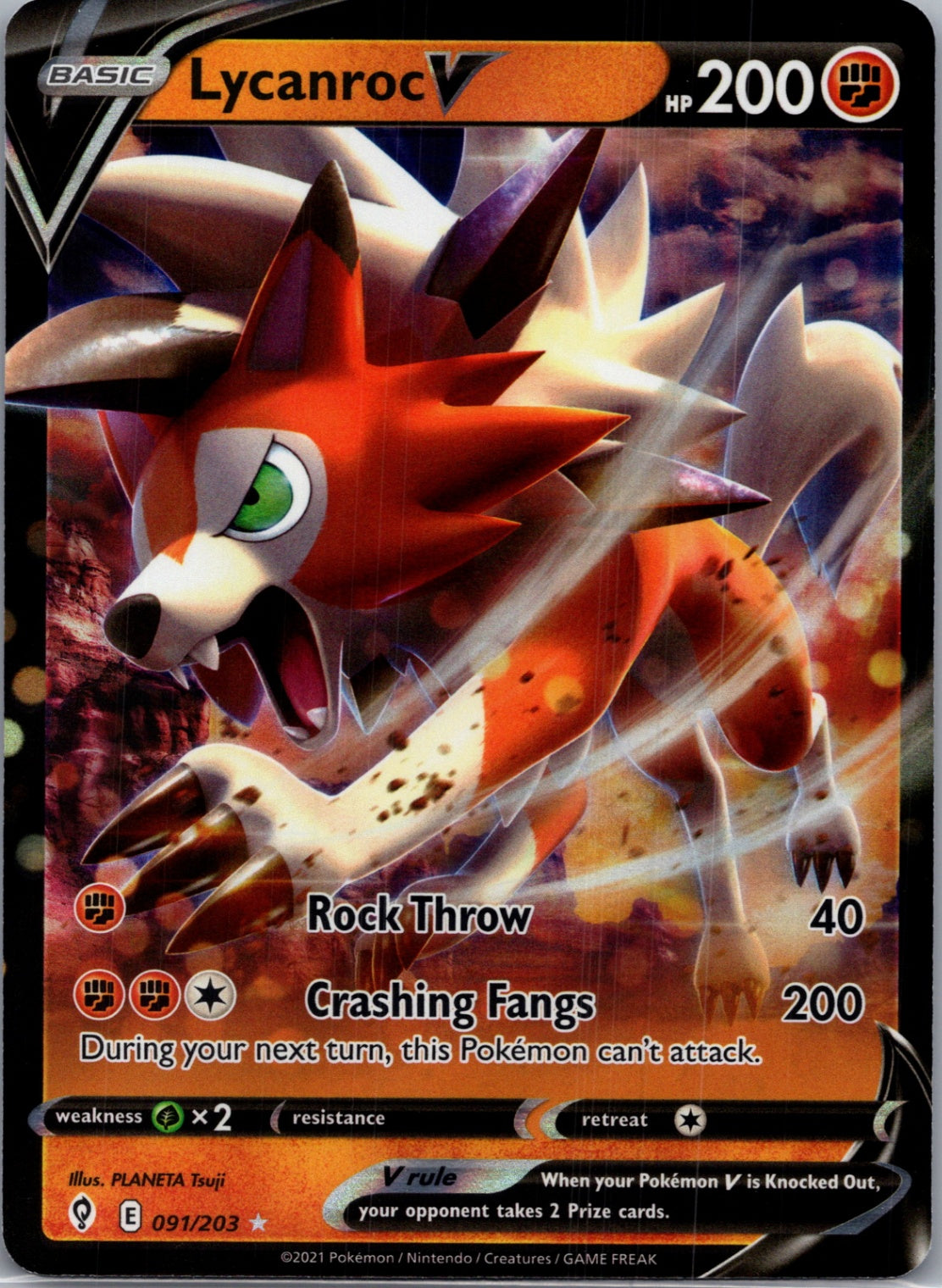 2021 SWSH07: Evolving Skies 091/203 Lycanroc V Ultra Rare G335