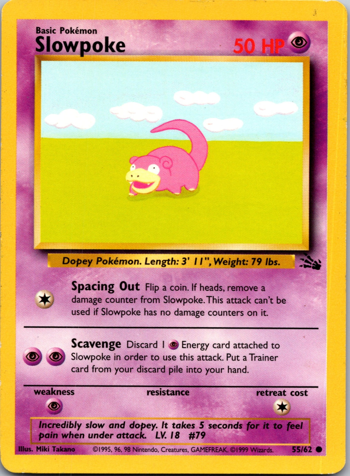 1999 Fossil 55/62 Slowpoke Common L4