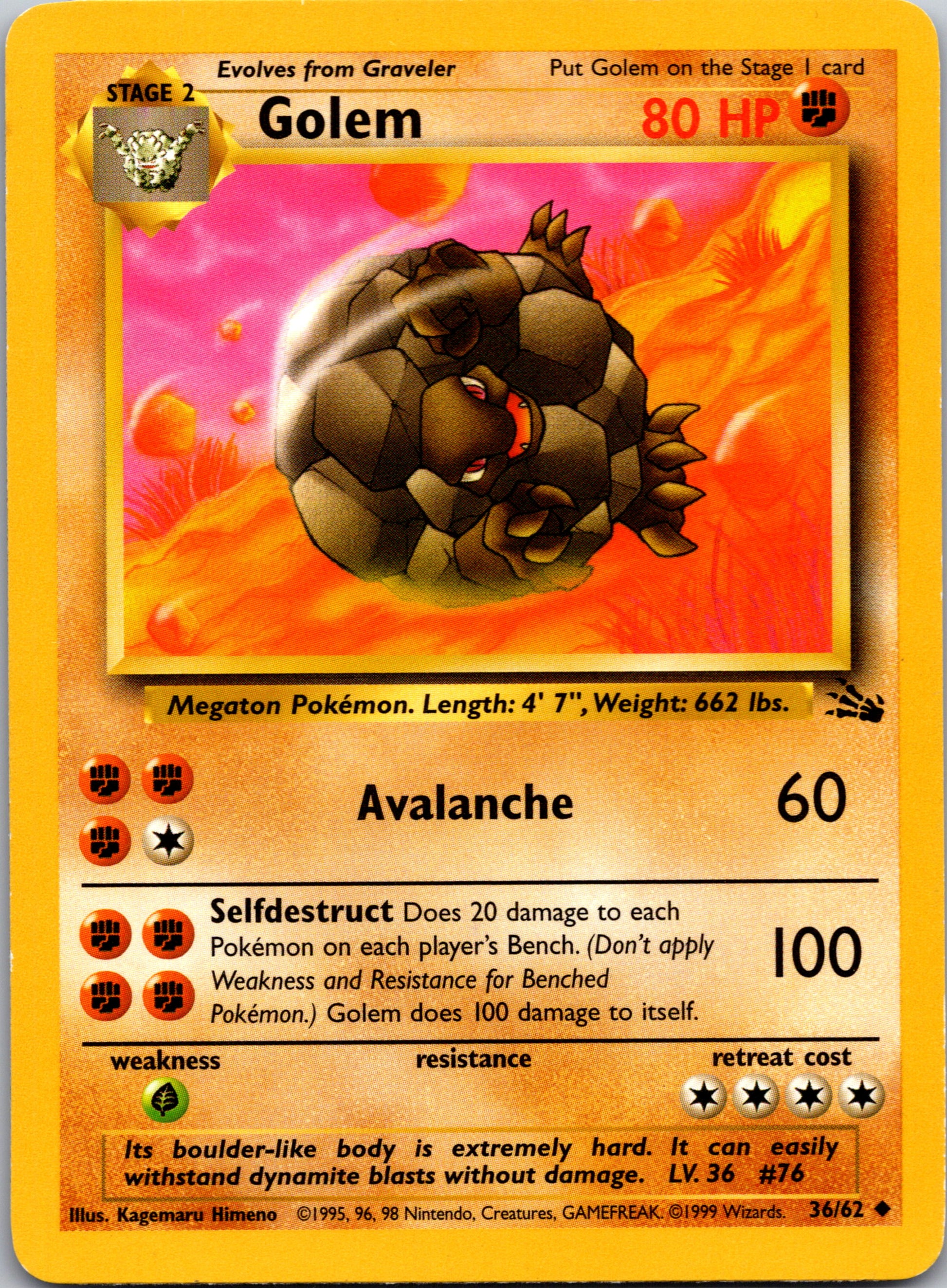 2000 Fossil 36/62 Golem Uncommon A322